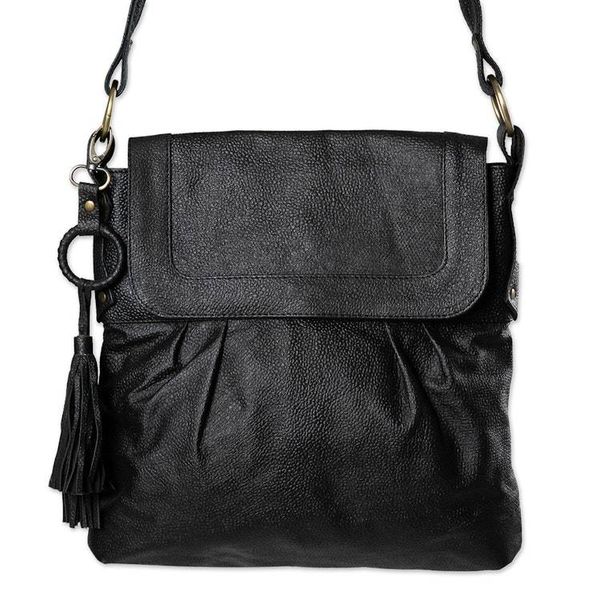 Alternate image for Handcrafted Leather Sling Handbag in Onyx from Java Onyx Attraction