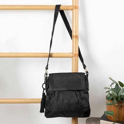 Alternate image for Handcrafted Leather Sling Handbag in Onyx from Java Onyx Attraction