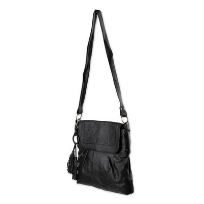 Alternate image for Handcrafted Leather Sling Handbag in Onyx from Java Onyx Attraction