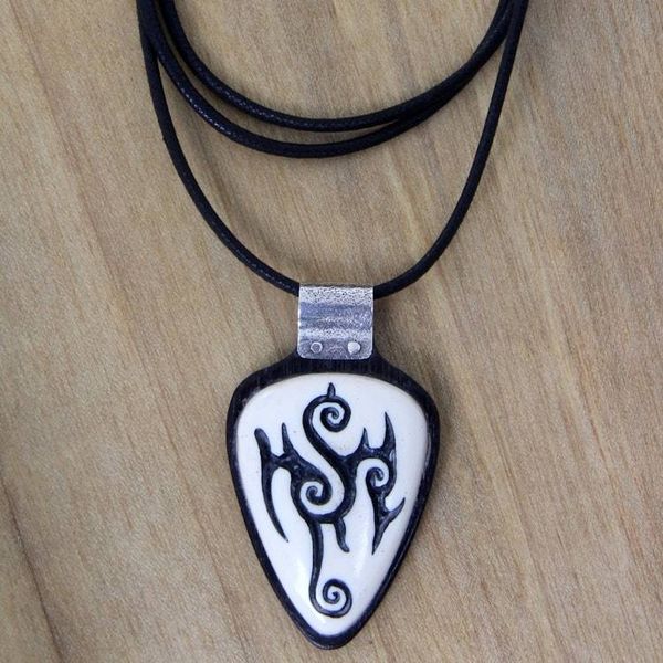 Alternate image for Tattoo Design Wood and Cow Bone Pendant Necklace from Bali Marquesa Tattoo