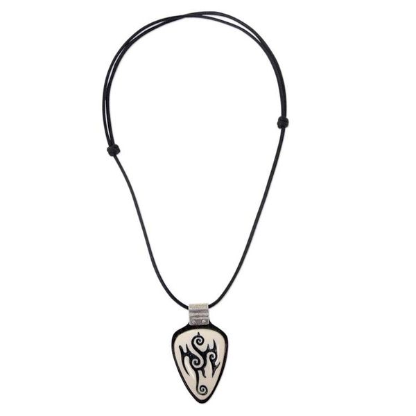 Alternate image for Tattoo Design Wood and Cow Bone Pendant Necklace from Bali Marquesa Tattoo