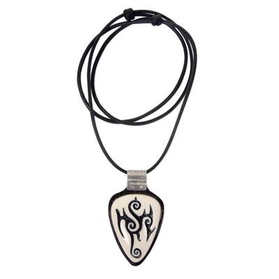 Alternate image for Tattoo Design Wood and Cow Bone Pendant Necklace from Bali Marquesa Tattoo