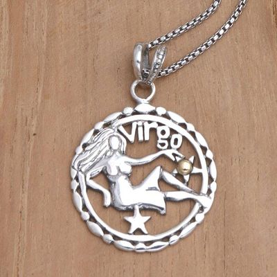 Alternate image for 18k Gold-Accented Virgo Pendant Necklace from Bali Sparkling Virgo