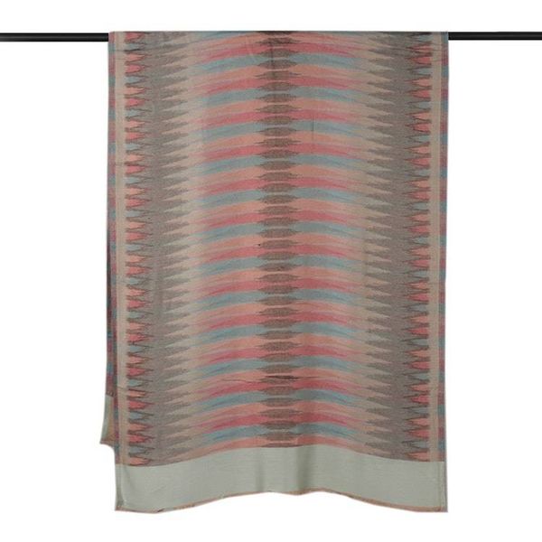 Alternate image for Pastel-Palette Handwoven Fringed Striped 100 Modal Shawl My Pastel Paths