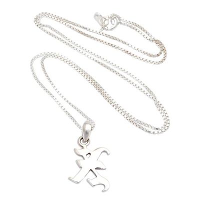 Alternate image for High-Polished Sterling Silver Letter X Pendant Necklace Letter X