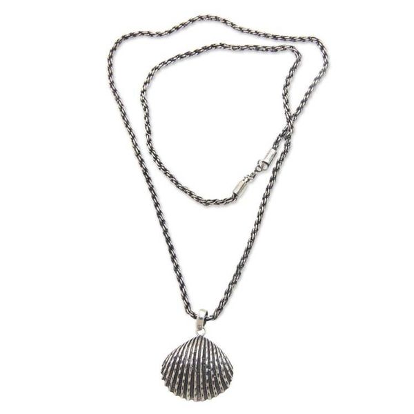 Alternate image for Fair Trade Black Pearl Seashell Pendant Necklace Sea Treasure in Black