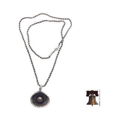 Alternate image for Fair Trade Black Pearl Seashell Pendant Necklace Sea Treasure in Black