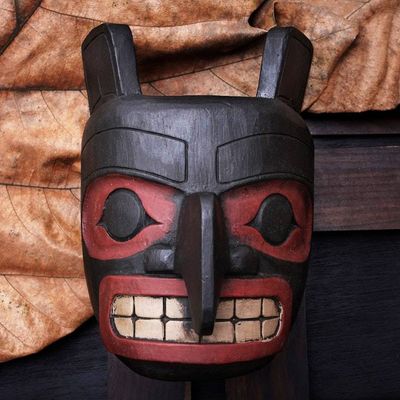 Alternate image for Hand Carved Wood Totem Wall Mask from Indonesia Totem Head