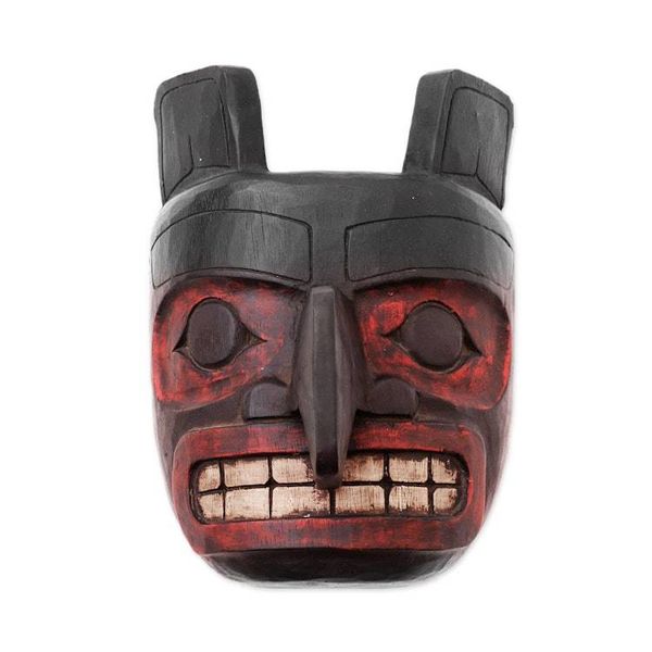 Alternate image for Hand Carved Wood Totem Wall Mask from Indonesia Totem Head