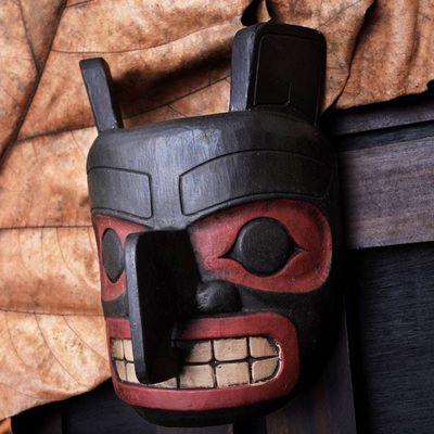 Alternate image for Hand Carved Wood Totem Wall Mask from Indonesia Totem Head