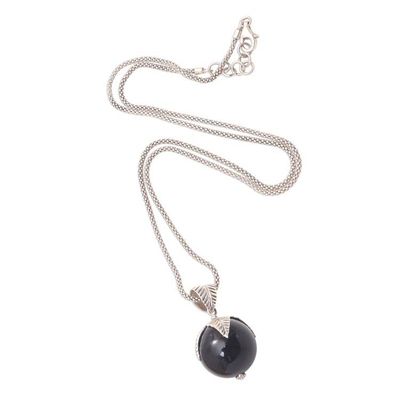 Alternate image for Sterling Silver and Onyx Pendant Necklace from Java Midnight Fruit