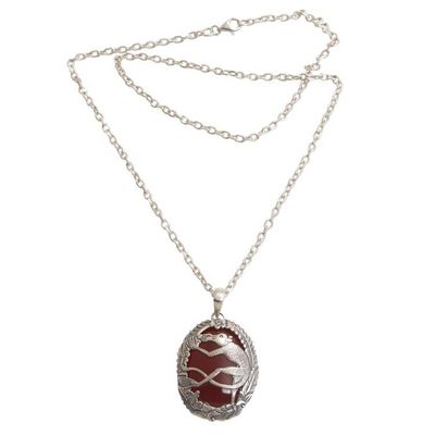 Alternate image for Carnelian and 925 Silver Lemur Pendant Necklace from Bali Lemur Jungle
