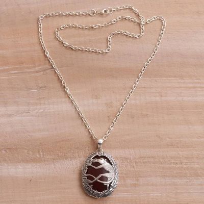 Alternate image for Carnelian and 925 Silver Lemur Pendant Necklace from Bali Lemur Jungle