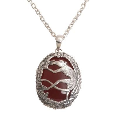 Alternate image for Carnelian and 925 Silver Lemur Pendant Necklace from Bali Lemur Jungle
