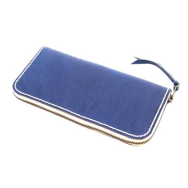 Alternate image for Handmade Leather Clutch in Solid Navy from Bali Navy Ocean