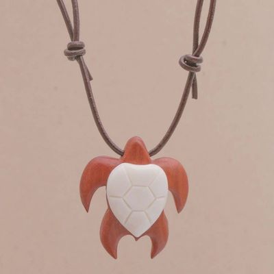 Primary image for Sawo Wood and Bone Turtle Necklace from Bali Bali Turtle