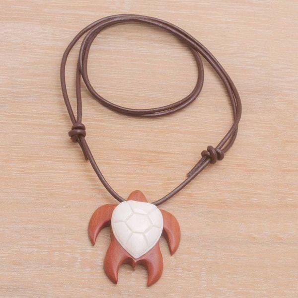 Alternate image for Sawo Wood and Bone Turtle Necklace from Bali Bali Turtle