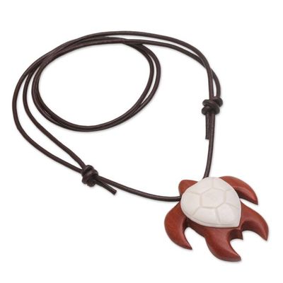 Alternate image for Sawo Wood and Bone Turtle Necklace from Bali Bali Turtle