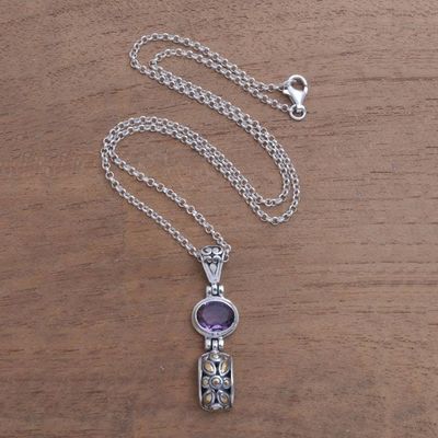 Alternate image for Gold Accented Amethyst Pendant Necklace from Bali Padi Glisten