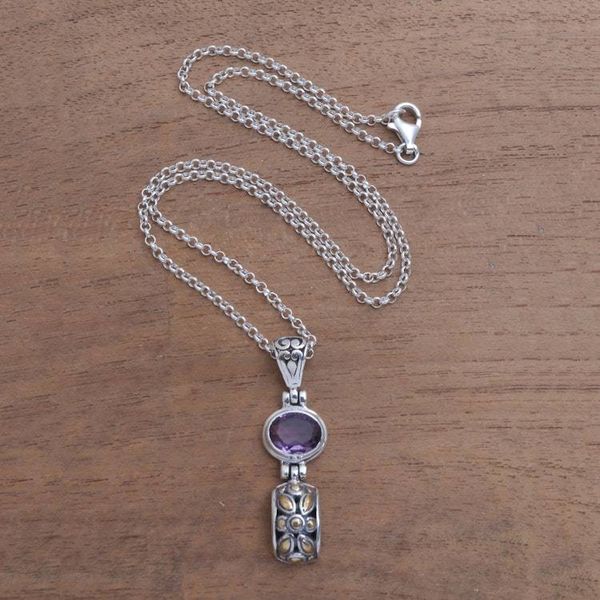 Alternate image for Gold Accented Amethyst Pendant Necklace from Bali Padi Glisten
