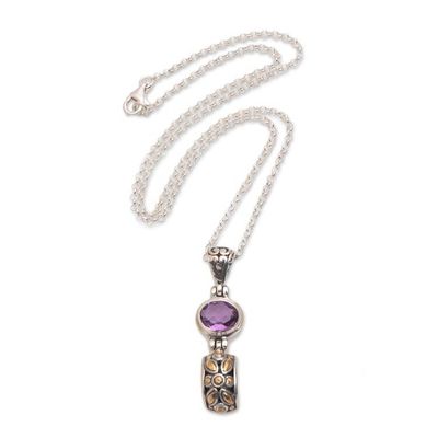 Alternate image for Gold Accented Amethyst Pendant Necklace from Bali Padi Glisten