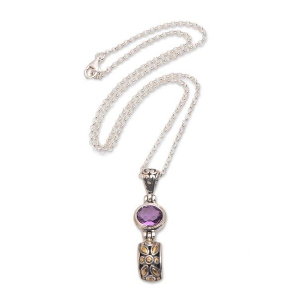 Alternate image for Gold Accented Amethyst Pendant Necklace from Bali Padi Glisten