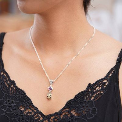 Alternate image for Gold Accented Amethyst Pendant Necklace from Bali Padi Glisten