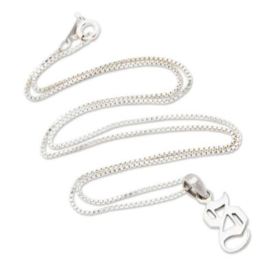Alternate image for Polished Sterling Silver Letter S Pendant Necklace from Bali Letter S