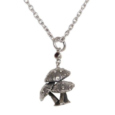 Alternate image for Garnet pendant necklace Forest Mushroom