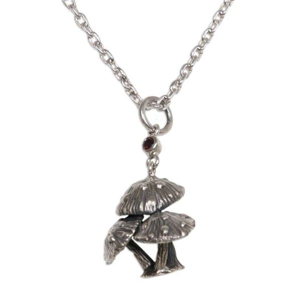 Alternate image for Garnet pendant necklace Forest Mushroom