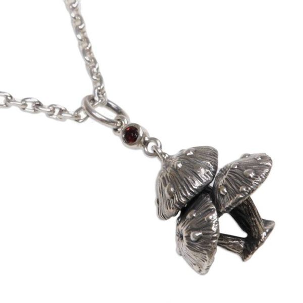 Alternate image for Garnet pendant necklace Forest Mushroom
