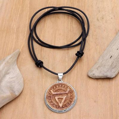 Primary image for Leather and Sterling Silver Pyramid Pendant Necklace Mystic Pyramid