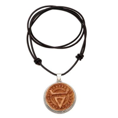 Alternate image for Leather and Sterling Silver Pyramid Pendant Necklace Mystic Pyramid