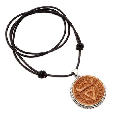 Alternate image for Leather and Sterling Silver Pyramid Pendant Necklace Mystic Pyramid