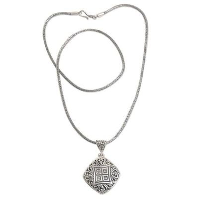 Alternate image for Handmade Sterling Silver Pendant Necklace from Bali Window to the Heart