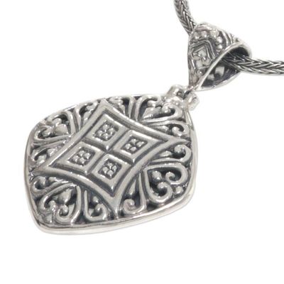 Alternate image for Handmade Sterling Silver Pendant Necklace from Bali Window to the Heart