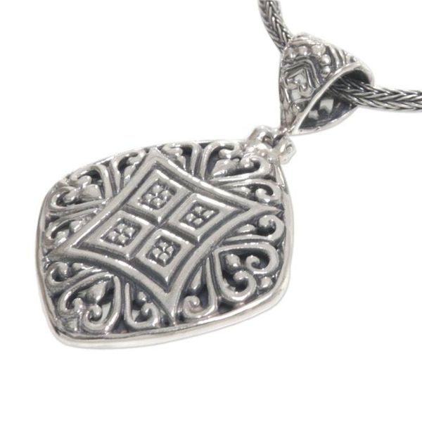 Alternate image for Handmade Sterling Silver Pendant Necklace from Bali Window to the Heart