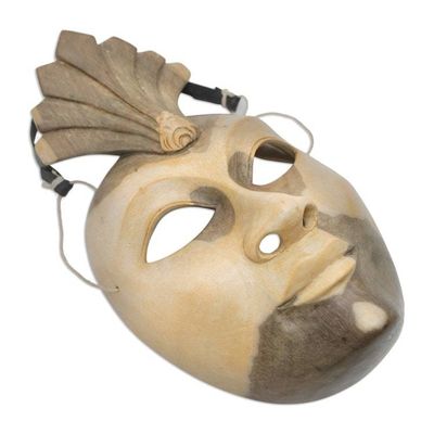 Alternate image for Hibiscus Wood Mask from Indonesia Janger Dancer