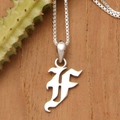 Primary image for Polished Sterling Silver Letter F Pendant Necklace from Bali Letter F
