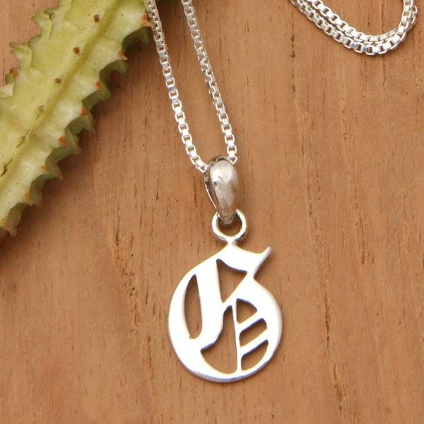 Alternate image for Polished Sterling Silver Letter G Pendant Necklace from Bali Letter G
