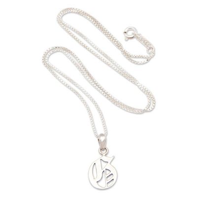 Alternate image for Polished Sterling Silver Letter G Pendant Necklace from Bali Letter G