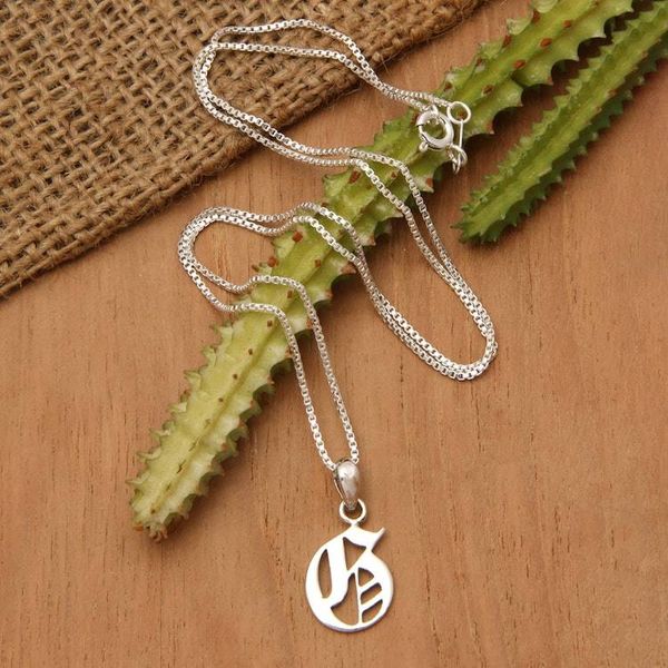Alternate image for Polished Sterling Silver Letter G Pendant Necklace from Bali Letter G