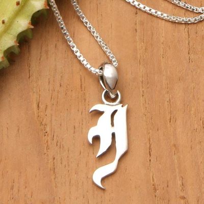 Primary image for Polished Sterling Silver Letter I Pendant Necklace from Bali Letter I