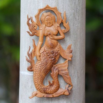 Primary image for Hand-Carved Wood South Sea Queen Mermaid Relief Panel South Sea Queen