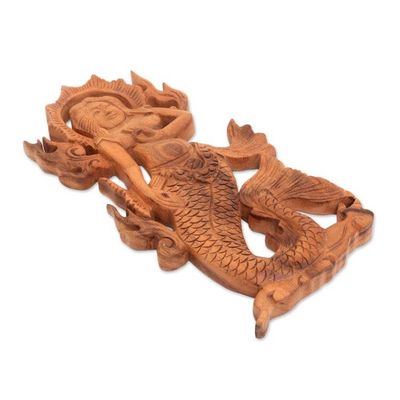 Alternate image for Hand-Carved Wood South Sea Queen Mermaid Relief Panel South Sea Queen