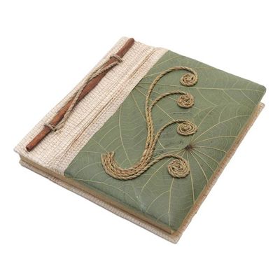 Alternate image for Eco-Friendly Leaf-Themed Journal Handmade from Natural Fiber Spring Memories