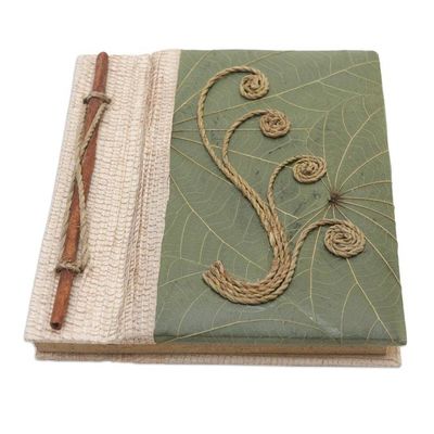 Alternate image for Eco-Friendly Leaf-Themed Journal Handmade from Natural Fiber Spring Memories