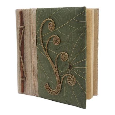 Alternate image for Eco-Friendly Leaf-Themed Journal Handmade from Natural Fiber Spring Memories