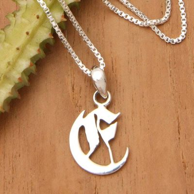 Primary image for Polished Sterling Silver Letter E Pendant Necklace from Bali Letter E