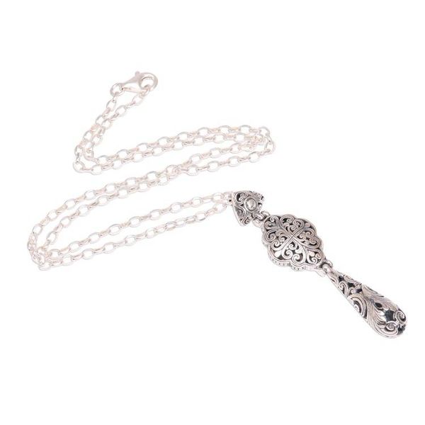 Alternate image for Vine Motif Sterling Silver Pendant Necklace from Bali Ubud Garden